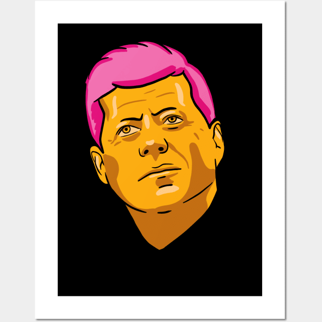 John F. Kennedy / JFK Portrait in Golden Aesthetic (With Pink Hair) Wall Art by isstgeschichte